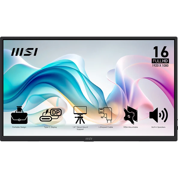 MSI PRO MP165 E6 15.6 inc  60Hz 4ms HDMI Type-C IPS Portatif Monitör ürün görseli