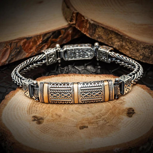 Yeni Tasarım Elişi 925 Ayar Gümüş Erkek Bileklik