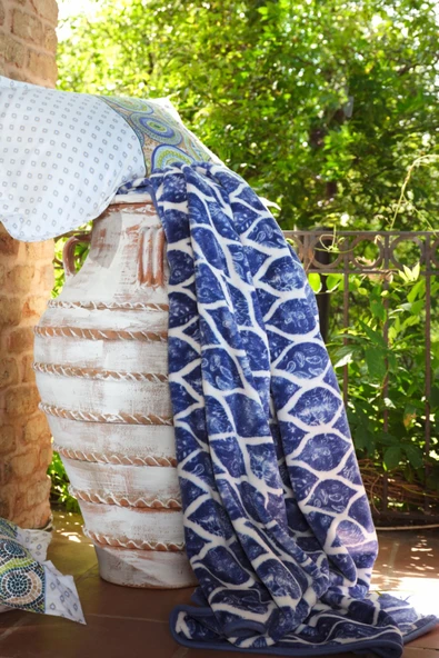 Mayolika Mavi Tek Kişilik Nevresim Ispanyol Battaniye Takımı - Resim 7