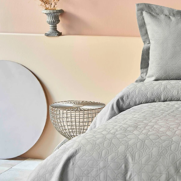 Karaca Home Back To Basic Gri Çift Kişilik Yatak Örtüsü - Resim 4