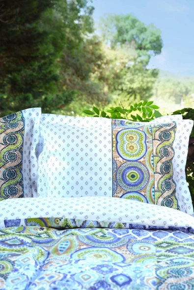 Mayolika Mavi Tek Kişilik Nevresim Ispanyol Battaniye Takımı - Resim 3