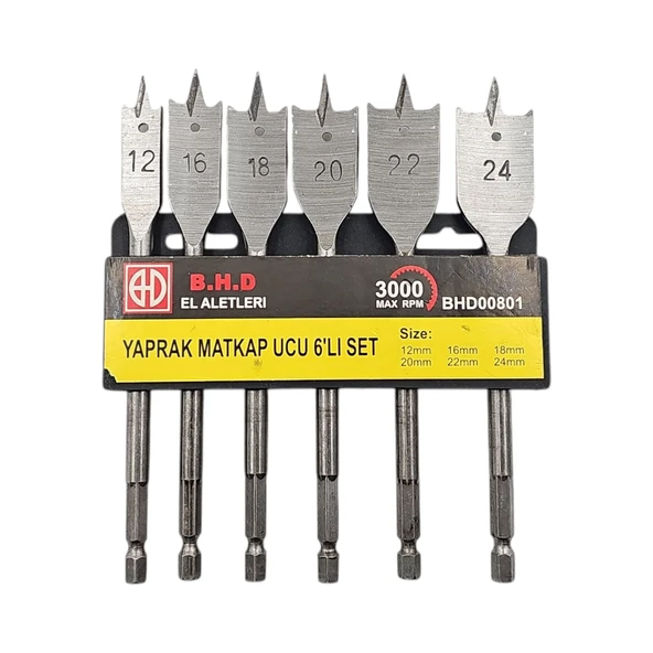Fixonic B.H.D BHD000801 6'lı Yaprak Matkap Ucu Seti (12-16-18-20-22-24mm) - Resim 2