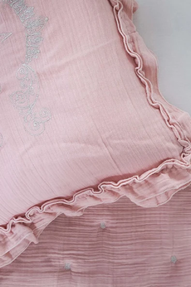 Royale Blush %100 Pamuk Müslin Nakışlı Private Bebek Yorgan Seti - Resim 10