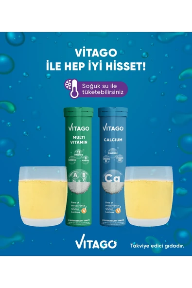 Vitago 2'li Paket- Multivitamin+kalsiyum Efervesan Tablet - Resim 3