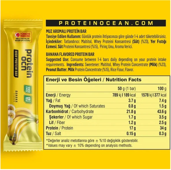 PROTEİNOCEAN Muz Aromalı Protein Bar 50 g (2 Adet) - 4
