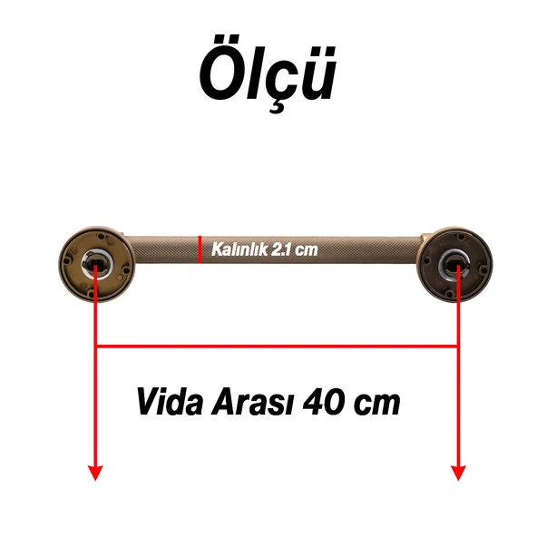 Punch Mat Antik Sarı 40 cm Çekme Kolu Tutma Kulpu Kulbu Çelik Dış Kapı Tutamağı Kol Sürgülü Kapı - Resim 2