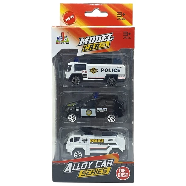 3'lü İş Makinaları Road Seti - Die Cast - DS044 - Polis - Resim 5