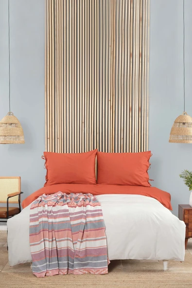 Karaca Home Basic Terecota Taş Çift Taraflı Çift Kişilik Nevresim Pike Takımı  ürün görseli