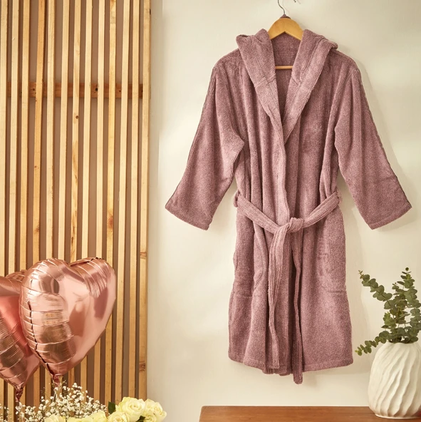 Karaca Home Softy Lila %100 Pamuk Nakışlı Bornoz S/M ürün görseli