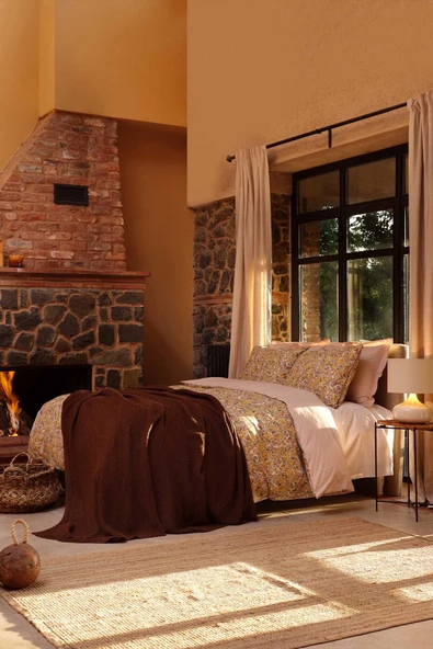 Karaca Home Florent Sarı Tek Kişilik Nevresim Takımı Triko Battaniye Set - Resim 8