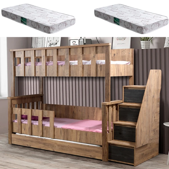 Ranza, Diva Mdf Profil Ayrılabilir Ranza - Beyaz 2 Adet Comfort Yatak - Resim 6