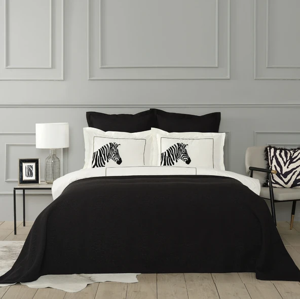Karaca Home Nila Siyah Çift Kişilik Yatak Örtüsü - Resim 3
