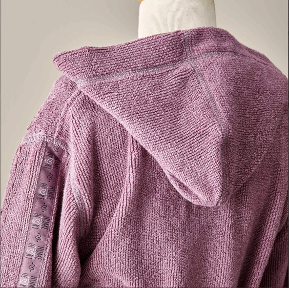 Karaca Home Softy Lila %100 Pamuk Nakışlı Bornoz S/M - Resim 4