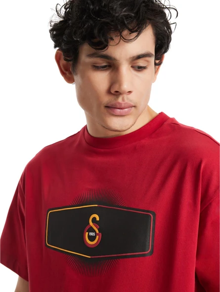 Galatasaray Orijinal Lisanslı Lazer Aslan Baskılı GS Logo Kırmızı Erkek T-Shirt - Resim 5