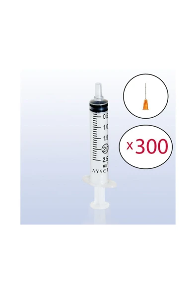 2 ml Turuncu Iğneli Aşı Enjektörü (300 ADET - KUTU) Steril 2 Cc Şırınga 25mm 25g ürün görseli