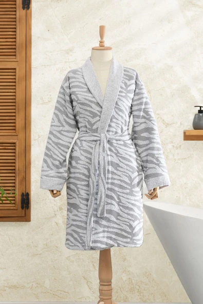 Karaca Home Zebra Gri %100 Pamuk Bornoz S/M  ürün görseli