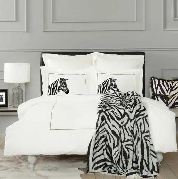 Karaca Home Zebra Siyah Çift Kişilik Jakar Battaniye - Resim 2