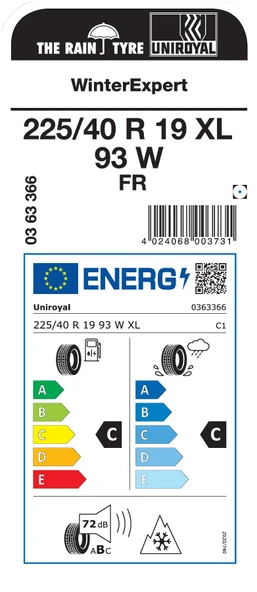 UNIROYAL 225/40R19 93W XL FR WINTER EXPERT 2025 ÜRETİM KIŞ LASTİĞİ - Resim 2