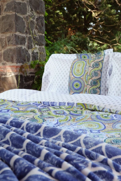 Mayolika Mavi Tek Kişilik Nevresim Ispanyol Battaniye Takımı - Resim 8