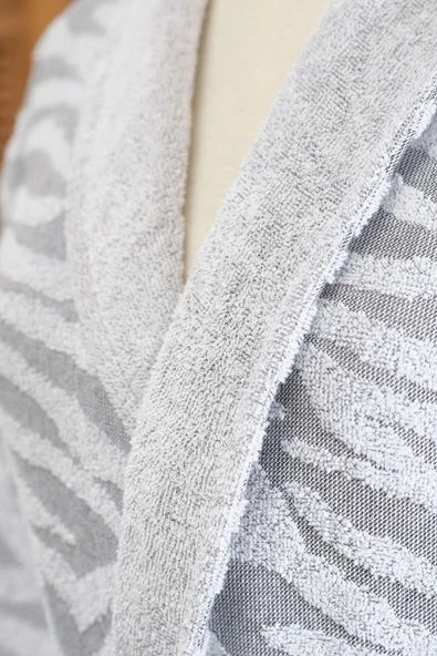 Karaca Home Zebra Gri %100 Pamuk Bornoz S/M  - Resim 4