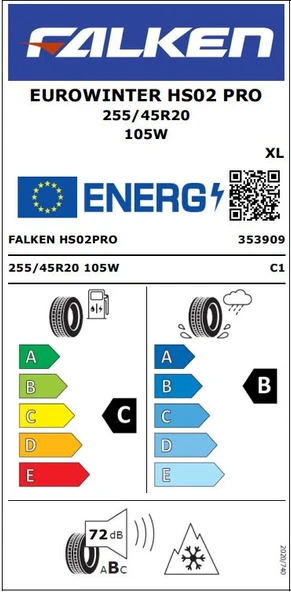 FALKEN 255/45R20 105W XL EUROWINTER HS02 PRO 2025 ÜRETİM KIŞ LASTİĞİ - Resim 2