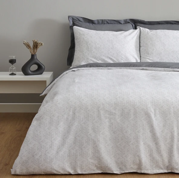 Karaca Home Ferne %100 Pamuk Çift Kişilik Nevresım Takımı Gri - Resim 6