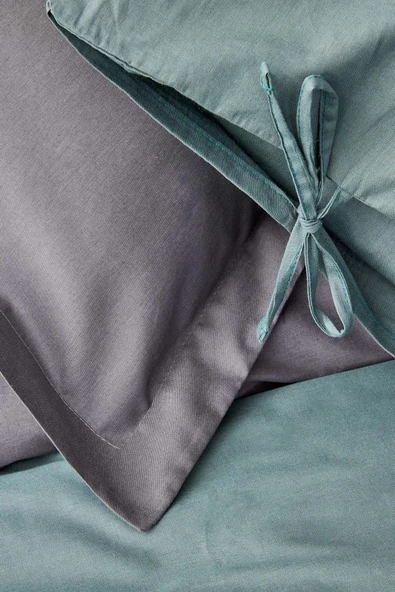 Basic Petrol Antrasit Çift Taraflı Çift Kişilik Nevresim Takımı - Resim 11