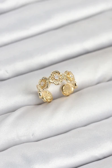 Pirinç Gold Renk Yonca Model Kadın Yüzük