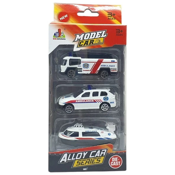 3'lü İş Makinaları Road Seti - Die Cast - DS044 - Ambulans - 5