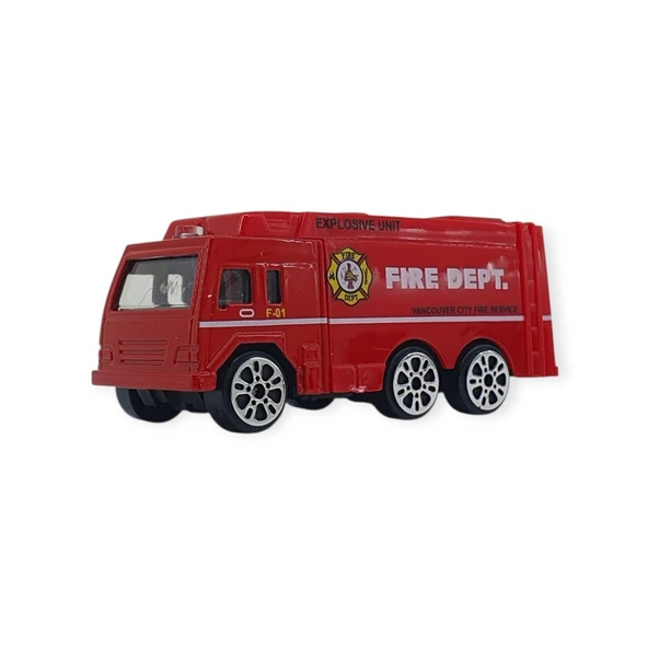 3'lü İş Makinaları Road Seti - Die Cast - DS044 - İtfaiye - Resim 4
