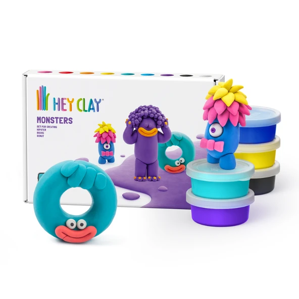 Hey Clay Yaratıcı Kil Seti - Hipster, Bigwig, Donut