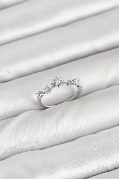 Pirinç Gümüş Renk Manifest Kadın Yüzük