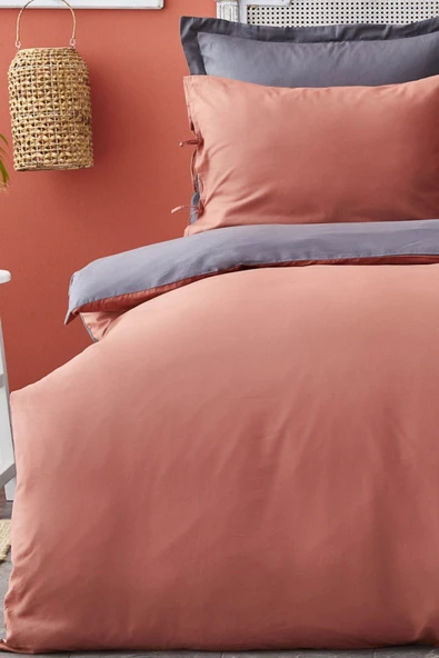 Basic Antrasit Terecota Çift Taraflı Çift Kişilik Nevresim Takımı - Resim 12