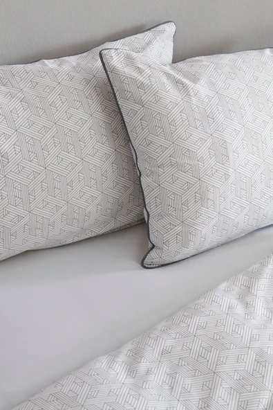 Ferne %100 Pamuk Tek Kişilik Nevresim Takımı Gri - Resim 8