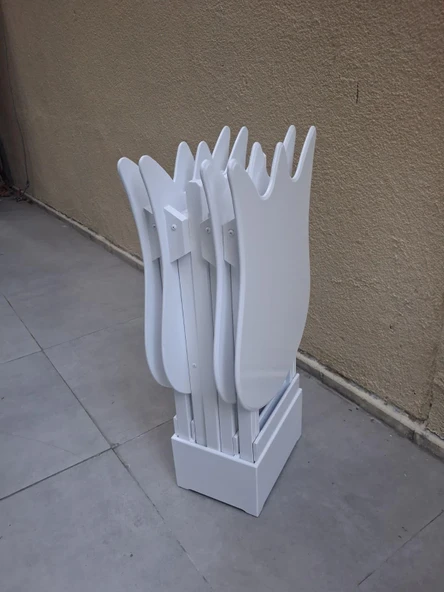 Zigon Çanta 90539 Lale Model Dörtlü Takım Ahşap MDF Beyaz Renk El Yapım - Resim 4