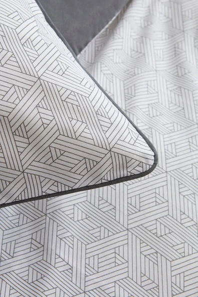 Ferne %100 Pamuk Tek Kişilik Nevresim Takımı Gri - Resim 7