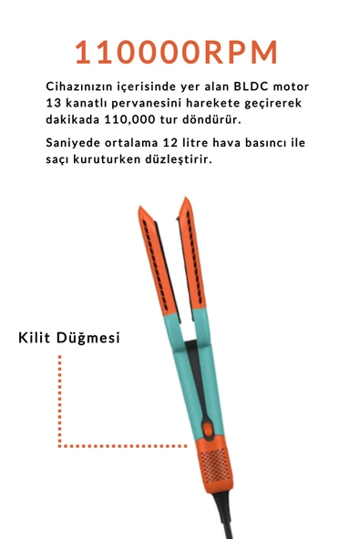 QU HİGH SPEED AİRSTRAİT SAÇ DÜZLEŞTİRİCİ - 5