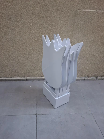 Zigon Çanta 90539 Lale Model Dörtlü Takım Ahşap MDF Beyaz Renk El Yapım ürün görseli