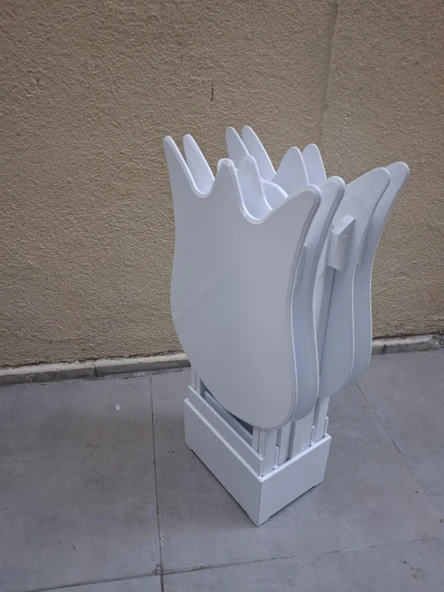 Zigon Çanta 90539 Lale Model Dörtlü Takım Ahşap MDF Beyaz Renk El Yapım - Resim 2