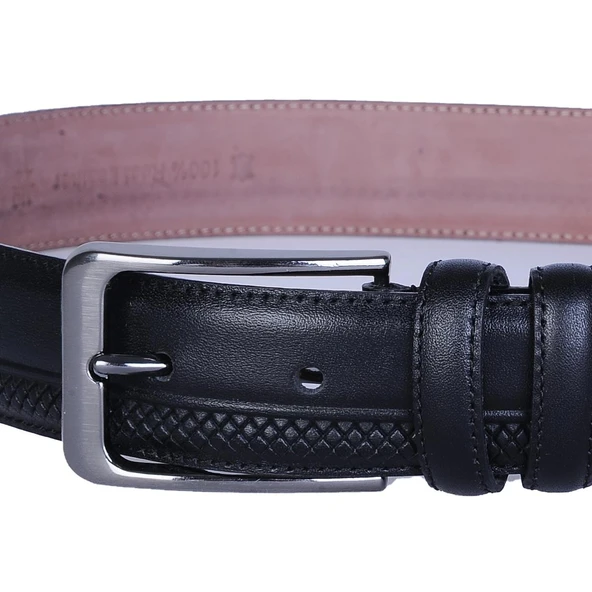 Skuaıter 25-Çakır Siyah %100 Deri Erkek Kumaş Kemer - Resim 2