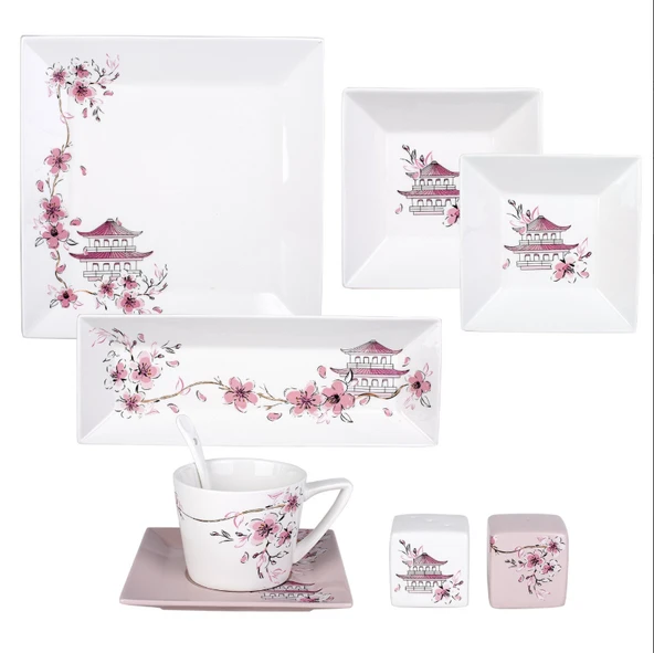 Karaca Minka 32 Parça 6 Kişilik Kare Porselen Kahvaltı/Servis Takımı     - Resim 5