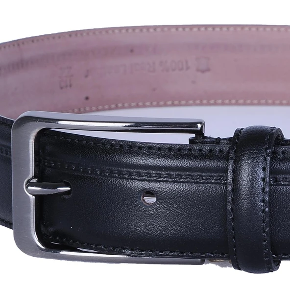 Skuaıter 26-Çakır Siyah %100 Deri Erkek Kumaş Kemer - Resim 2