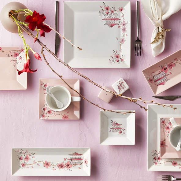 Karaca Minka 32 Parça 6 Kişilik Kare Porselen Kahvaltı/Servis Takımı     - Resim 4