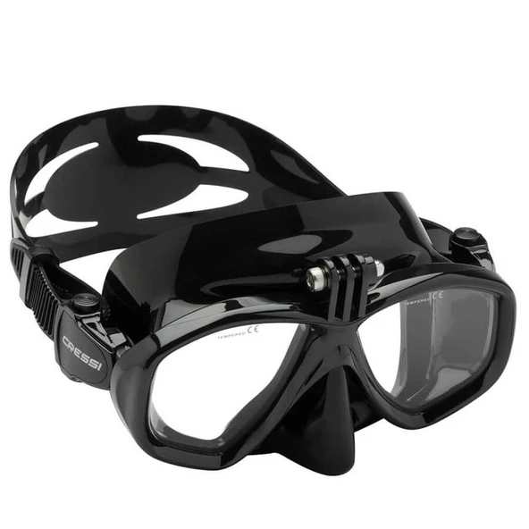 Cressi Action Dalış Maskesi Su Altı Kamera Aparatlı  BLACK-FRAME BLUE - 9