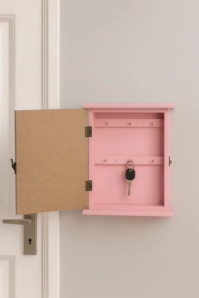 Ahşap Anahtarlık Kutusu – “Welcome Home” Yazılı ve Vazolu Dekoratif Duvar Askısı BR-6633 - 2