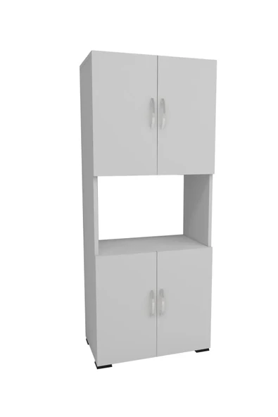 Dört Kapaklı Orta Bölmeli 4 Kapılı Çok Amaçlı Mikrodalga Fırın Dolabı, Mini Fırın Mutfak Dolabı - Resim 3