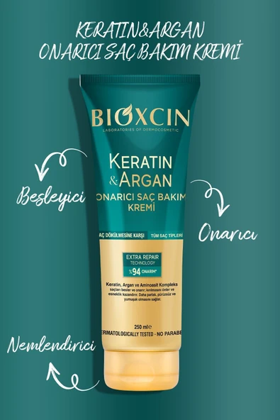Bioxcin Keratin Argan Onarıcı Saç Bakım Kremi 250 Ml Yıpranmış Ve Hasar Görmüş Saçlar - Resim 5