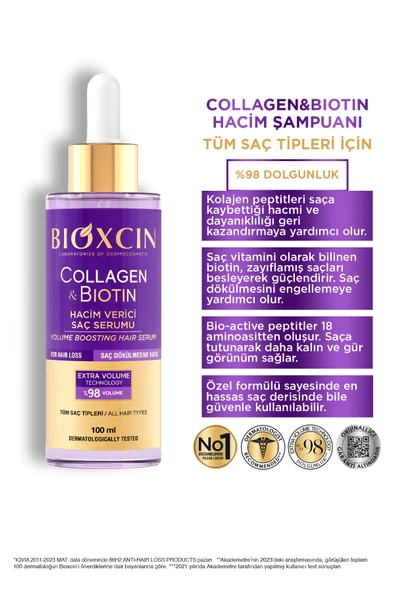 Bioxcin Collagen & Biotin Ekstra Hacim Serumu 100 Ml - Kolajen Biotin İnce Seyrek Saçlar - Resim 7