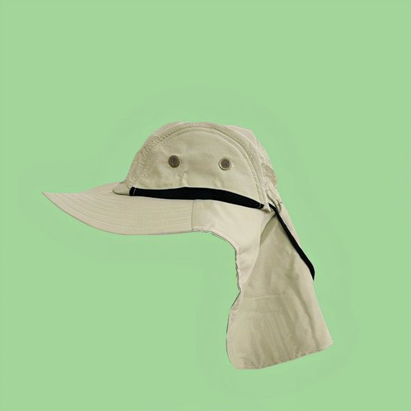 Kırık Beyaz Renk Ayarlanabilir ve Dayanıklı Safari Güneş Şapkası