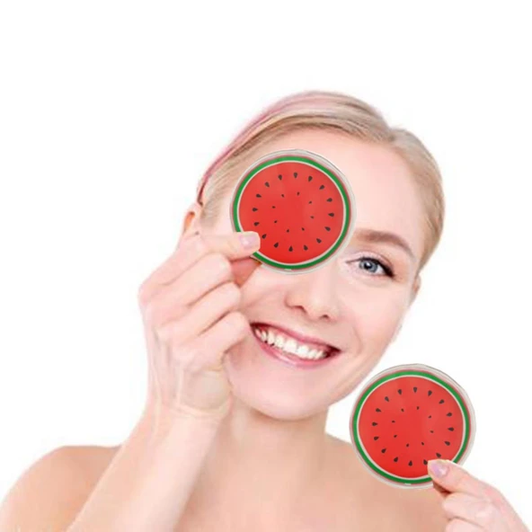 Karpuz Desenli Soğuk Sıcak Jel Göz Maskesi Buz Rahatlatıcı Kozmetik Yüz Yogası 2'li Maske